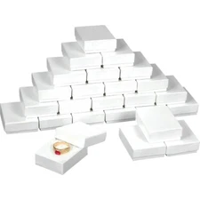 25 Charm Jewelry White Swirl Cotton Boxes Gift Display
