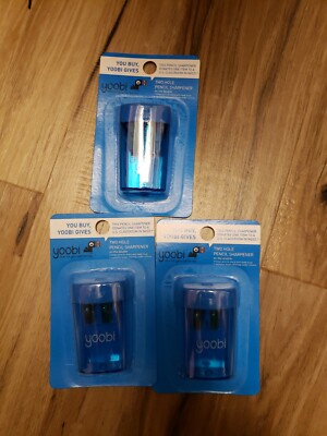 Pencil Sharpener Lot Of 3 Blue Plastic Pencil Sharpeners for Office New 