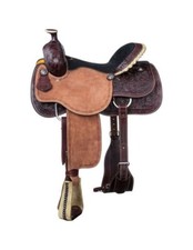 Silver Royal Western Saddle High Plains Roper Floral 15 Brown SR200