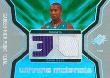 David West jersey relic basketball card 2007 Upper Deck Winning Materials #WMJWE