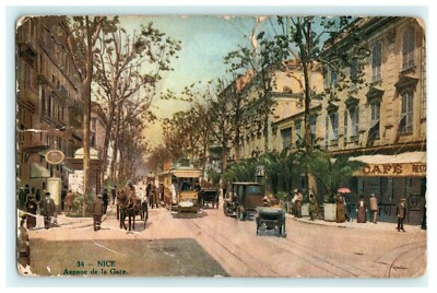 NICE Avenue De La Gare Vintage Postcard France