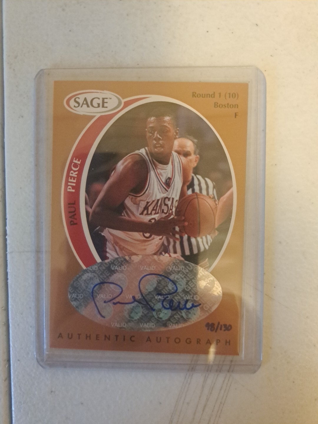 1998 SAGE - Authentic Autograph Bronze #A40 Paul Pierce /130 (AU, RC)