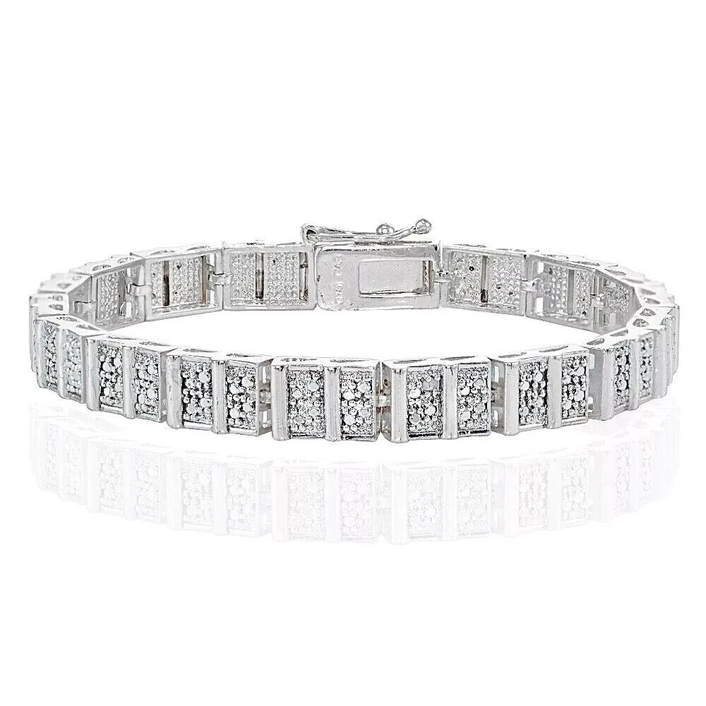 8 Ct Lab-Created Round White Diamond Tennis Bracelet in 14K White Gold Over