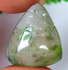 28x25x10mm Natural Green Rutilated Quartz Crystals Triangle Pendant BQ68893
