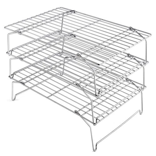 15IN x 10IN Cooling Baking Rack Set of 3, 3-Tier Stackable Stainless Steel Wi...