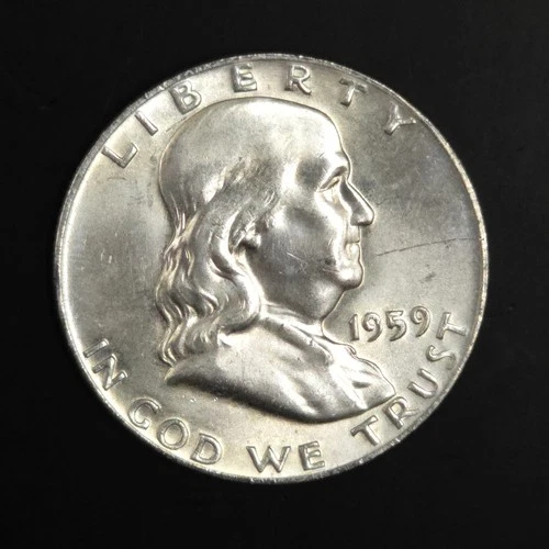 1959-D Franklin Half Dollar BU 90% Silver Brilliant Uncirculated Proof Like Coin