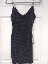 NWT B Smart Juniors Size 7 Navy Metallic Glitter Bodycon Dress MSRP $59