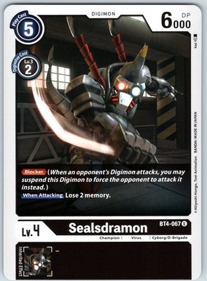 Sealsdramon Uncommon Great Legend Normal BT4-067 U NM