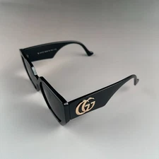 Mens Womans Oversized Black Sunglasses With Case & ClothBlack Gold Logo