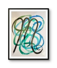 MENA'S 14x11 LETTER M ORIGINAL MIXED MEDIA ART ON QUALITY PAPER