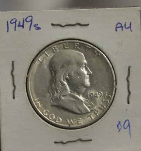 1949 S US Franklin Half 50c AU (Cleaned)