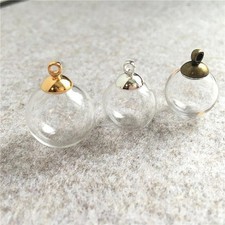 200 Pcs Plastic Gold Ball Pendant End Cap Beads Caps W/ Loop Findings