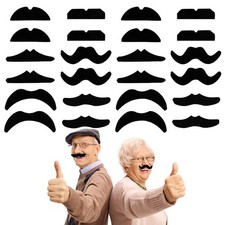 24 Pieces Self Adhesive Mustaches,Novelty Fake 3 x 0.87 Inch, Black