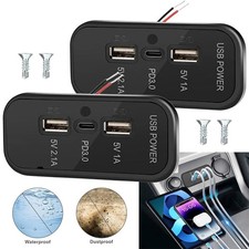2x 12V Dual USB Fast Charger Power Socket For Campervan Motorhome Caravan New