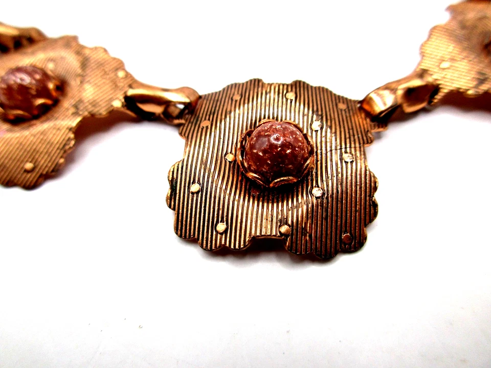 Винтажный маркированный подлинный меди кизила цветок текстурированный люцит ожерелье ошейник - Изображение 2 из 4