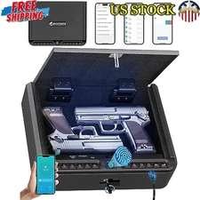 Biometric Gun Safe Handgun Pistol Lock Sturdy Nightstand Bedside Home Pistols