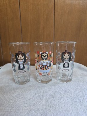 Vintage Libby 1970 Marias De Mexico  Limited Edition Juice Glasses Set Of 3