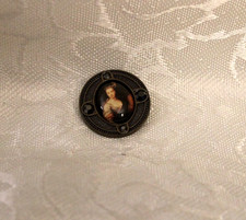 Vintage Metal Picture Button- Woman- 3/4 inch