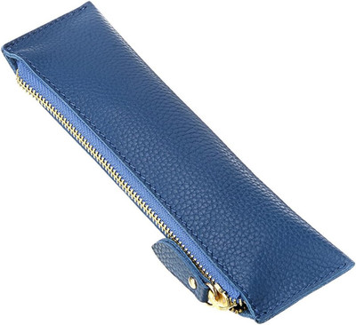 Genuine Leather Pencil Case - Zippered Pen Case Stationery Bag Zipper Pouch P...