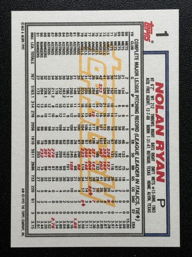 1992 Topps Gold #1 Nolan Ryan Texas Rangers Houston Astros - Bild 2 von 2