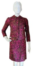 Stunning VTG 60's EUC "ILGWU" Era Hot Pink Paisley Above the Knee Skirt Suit