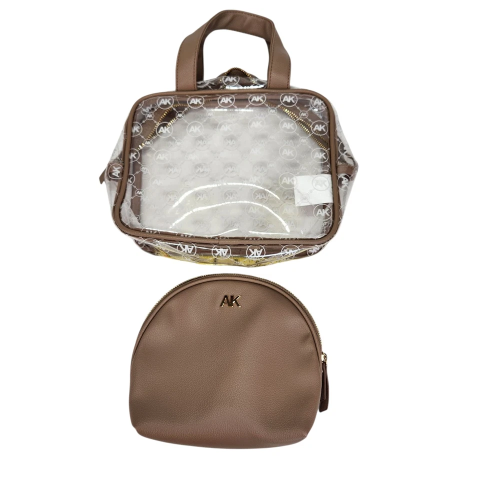 Anne Klein AK Bolso Transparente y Bolsa de Maquillaje Taupe Conjunto Organizador de Cosméticos de Viaje Foto 3 de 4