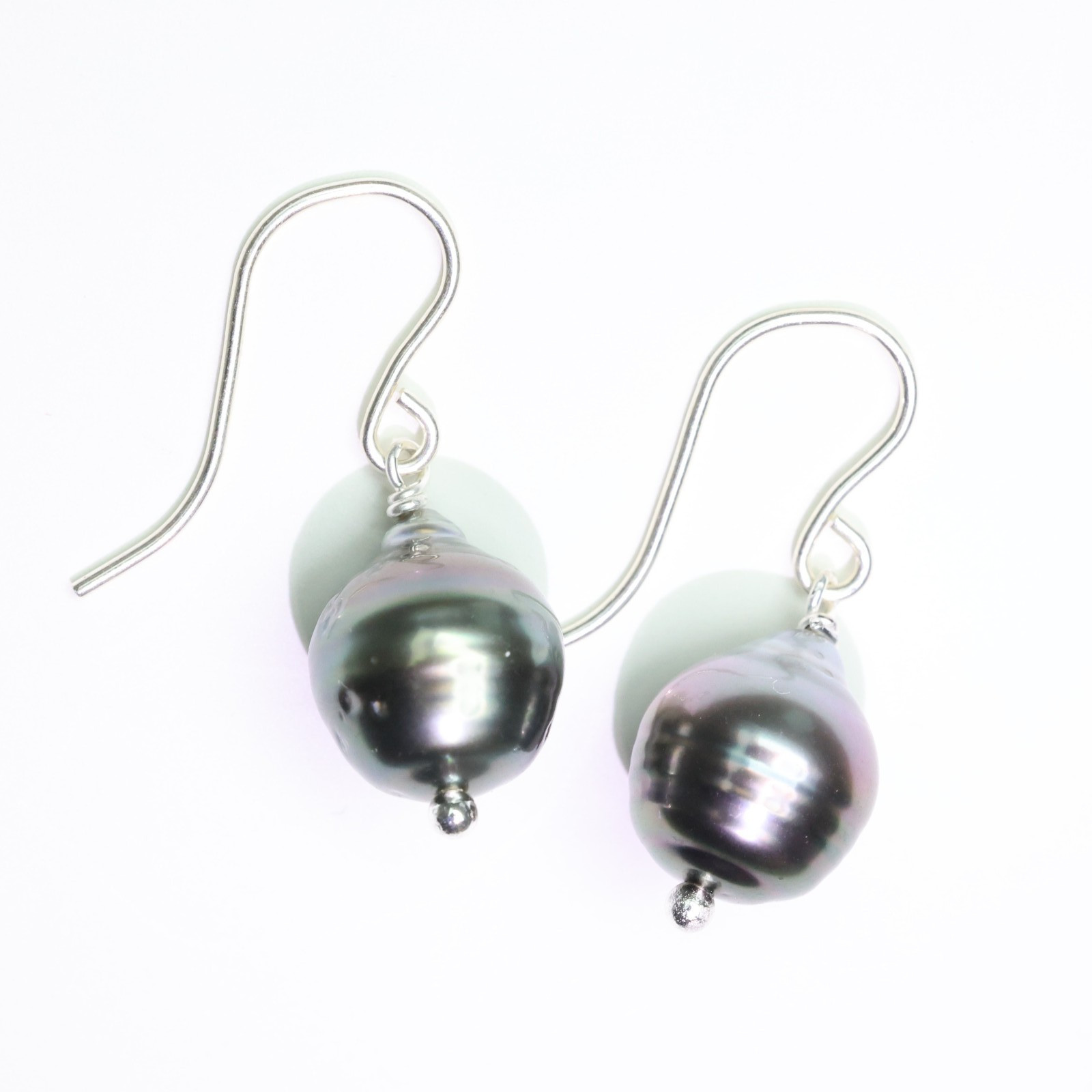 Boucles d'oreilles perles noires de Tahiti argent perles de culture 2462