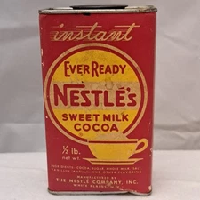 Vintage Nestle's Sweet Milk Cocoa Ever Ready 1/2 Pnd Tin White Plains NY Nestles