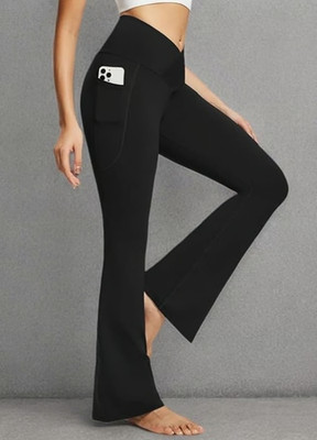 baleaf Women's Yoga Pants V Crossover Flare Leggings with Pockets High Waist M