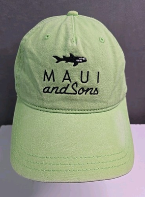 #ad #ad Maui and Sons hat shark logo lime green unstructured A frame strap back cap $9.91