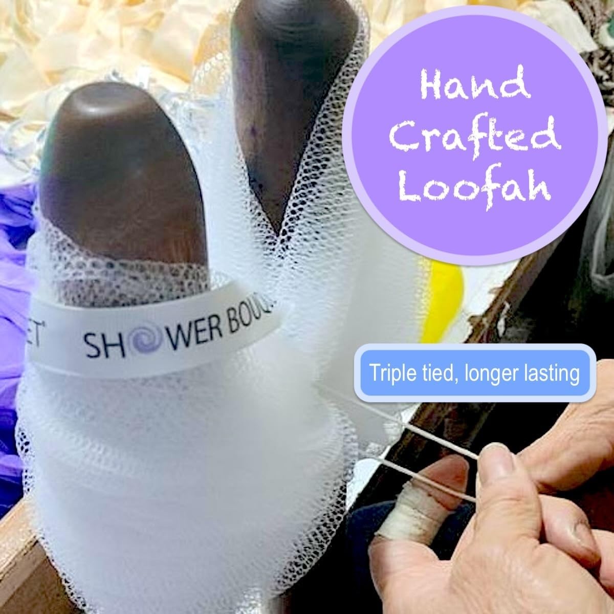 Luxury 4-Pack Handmade Loofah Poufs - Colorful Exfoliating Sponges for All Skin