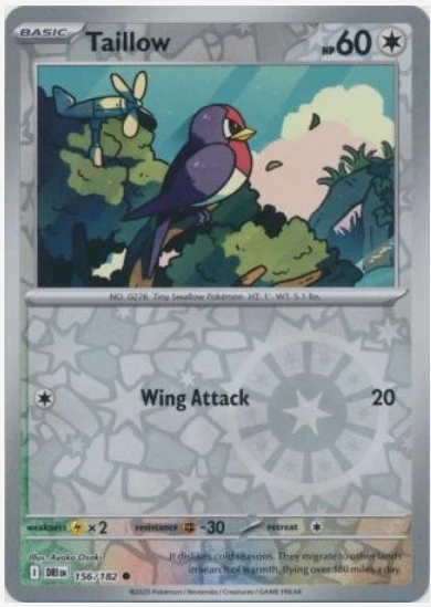 pokemon card taillow (Delta Species) (66/101) [EX: Dragon Frontiers] – Plug (Dont apply Weakness and Resistance for Benched Pokémon.) Weakness Lightning ×2 Resistance Fighting Taillow Cards & Artwork |