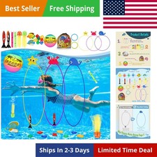 Diving Toys, 27 Pcs Pool Toys with Swim Thru Rings for Kids Age 3-12, Dive St...