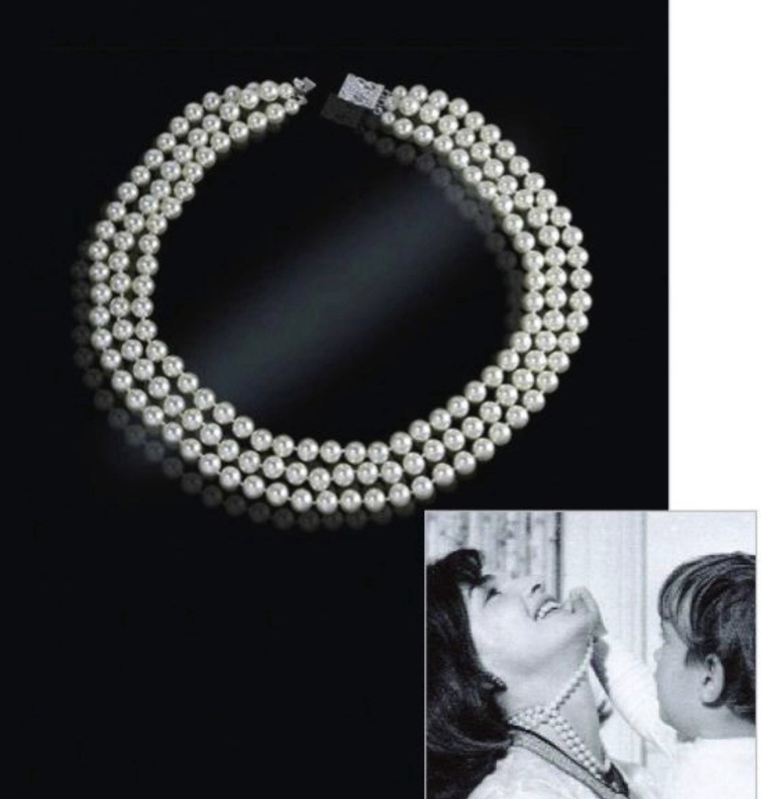 JACKIE KENNEDY'S 3 STRING PEARL NECKLACE FRANKLIN MINT Limited