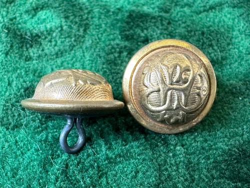 Antique monogram script "AR" Brass Uniform Button 5/8" Convex Scarce