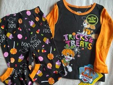 Paw Patrol Black Treats Glow in the Dark Halloween Long Sleeve Pajamas PJs Sz 2T