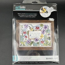 Artiste Stamped Cross Stitch Kit    Best Things in Life  Flowers  Birds Sealed