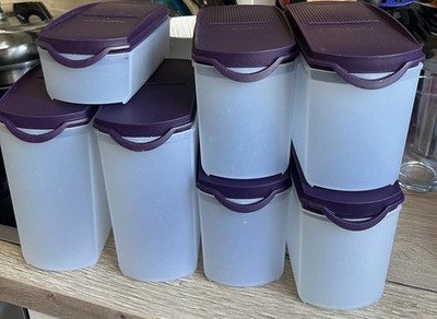 Tupperware 7er Set Eidgenosse Plus 2x 1,6L, 4x 1L, 350ml mit Deckel lila