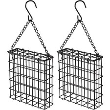 Suet Bird Feeder Outdoor Metal Design for Hanging Single Cake Black 1/2 Piece