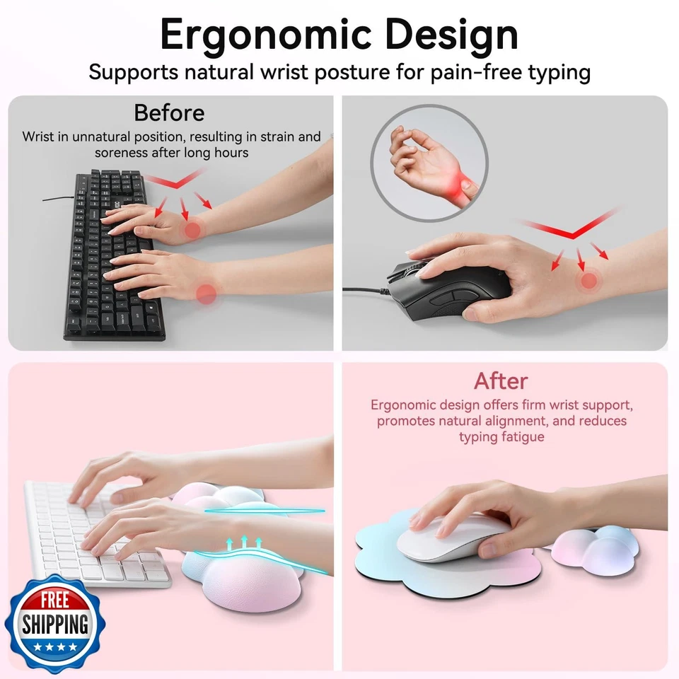 Sushret Cloud Wrist Rest for Computer Keyboard, 4-in-1 Memory Foa - Image 3 of 4