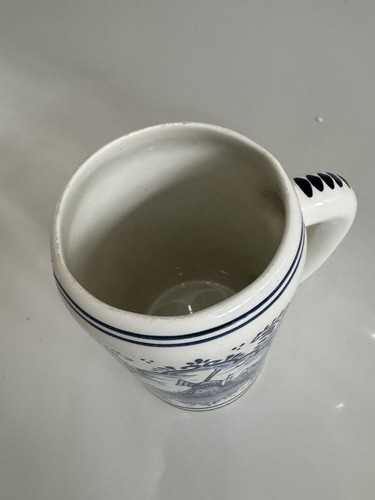 Delft Tankard Holland Blue White Design Pottery Hand Painted - Picture 11 of 17