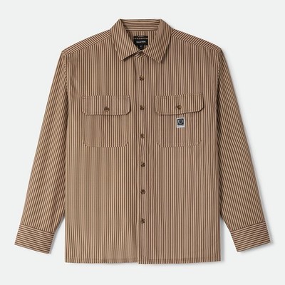 BRIXTON LIGHTWEIGHT SHIRT HEMD GR: M BROWN STRIPED