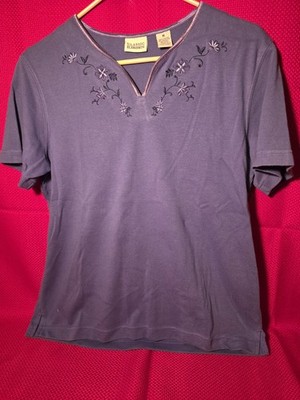 CLASSIC ELEMENTS Ladies Top,  Embroidered, Size M, 60% Cotton