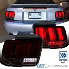 Fits 99-04 Ford Mustang Red Smoke Led Sequential Turn Signal Tail Brake Lights