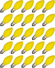 Box of 25 Light Bulbs - Opaque Yellow, Steady Burning, 7 Watt, C7 -E12... 
