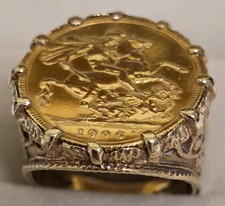 1906 Full Sovereign 22ct Gold Coin, set In a 9ct  Gold Mount ,16.1 grams