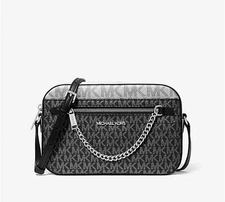 Michael Kors Jet Set Item Large East West Zip Chain Crossbody Bag Black Multi