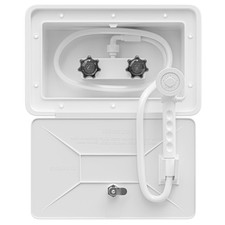 RV Exterior Shower Box Kit ABS Hose Camper Trailer Cowboy Shower White 