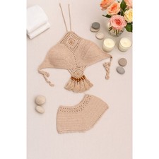 Boho Crochet Bralette Shorts Set Handmade Tassel Top Beaded Women