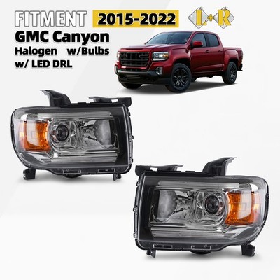 Halogen Headlight For 2015-2022 GMC Canyon W/ LED DRL Projector Left & Right